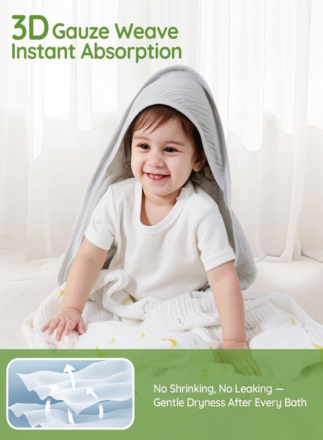 SUOSDEY Muslin Hooded Baby Towels for Newborn Infant Toddler, 70% Viscose from Bamboo 30% Cotton,Soft Baby Bath Towel with Hood Highly Absorbent and Newborn Essential,28 X 28 Inch - Image 5