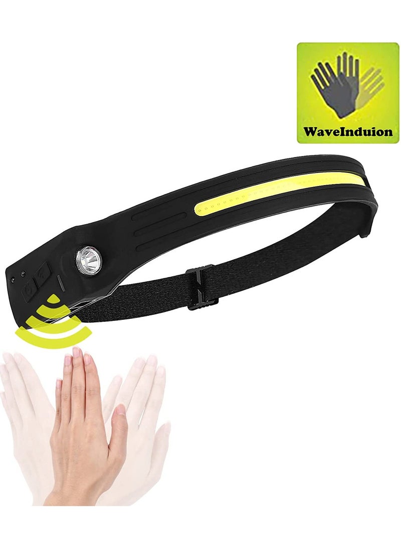 2 Pcs USB Rechargeable Headlamp with All Perspectives Induction 230° Illumination, 5 Modes Motion Sensor Headlamp Flashlight, Outdoor Waterproof Headlight for Running, Fishing, Camping - Image 2