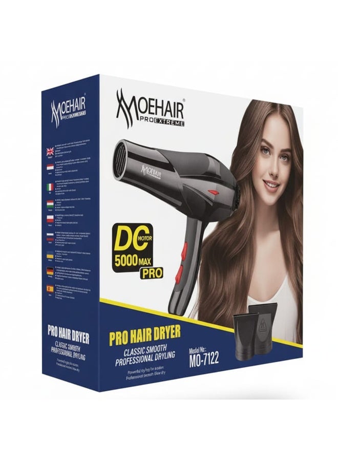 MoeHair Professional Hair Dryer 5000W with Ionic & Keratin Protection, MO-7122 Hot & Cold Air, Fast Drying and Frizz Control Blow Dryer for All Hair Types , Lightweight Design for Home & Salon Use - Image 3