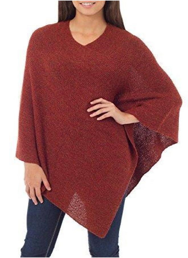 NOVICA NOVICA Handmade Women's Alpaca Wool Poncho Sweater - Stylish Ponchos for Women, Autumn Splendor'  - Image 3