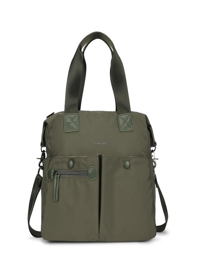 fastrack Olive Edge Nylon Satchel | Dual Carry Handbag with Webbing Handles & Detachable Strap| Spacious & Multi-Pocket Design - Image 1