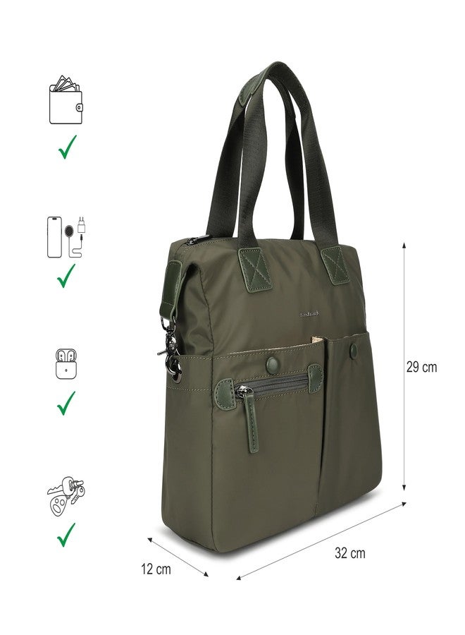 fastrack Olive Edge Nylon Satchel | Dual Carry Handbag with Webbing Handles & Detachable Strap| Spacious & Multi-Pocket Design - Image 4