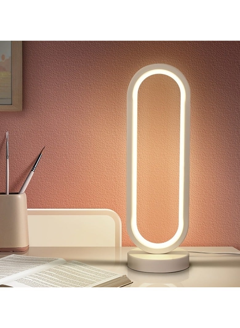 AROAQ 1PC Modern LED Ring Table Lamp with Metal Base USB Powered Adjustable Lighting Push Button Control for Bedroom and Living Room - Image 1