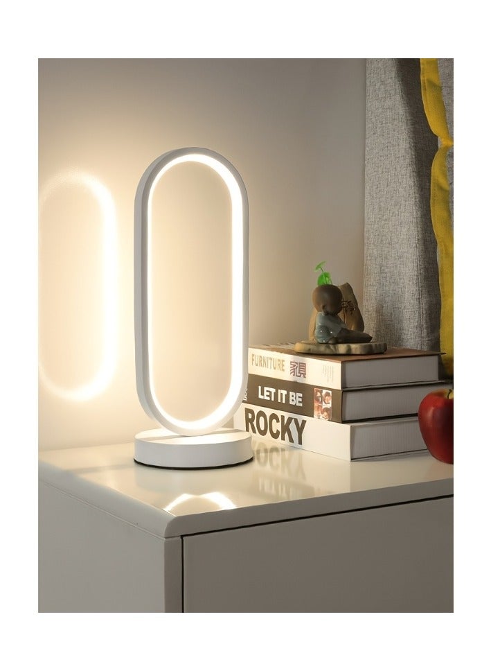 AROAQ 1PC Modern LED Ring Table Lamp with Metal Base USB Powered Adjustable Lighting Push Button Control for Bedroom and Living Room - Image 2