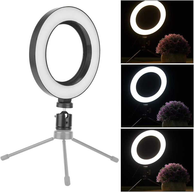 6inch Photography Ring Light, Three Light Modes, 10-Level Brightness Adjustment, Different Angles of Light Supplement, Low Power, USB Interface Design, for Live Streaming, Photography - Image 2