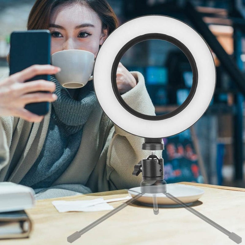 6inch Photography Ring Light, Three Light Modes, 10-Level Brightness Adjustment, Different Angles of Light Supplement, Low Power, USB Interface Design, for Live Streaming, Photography - Image 4