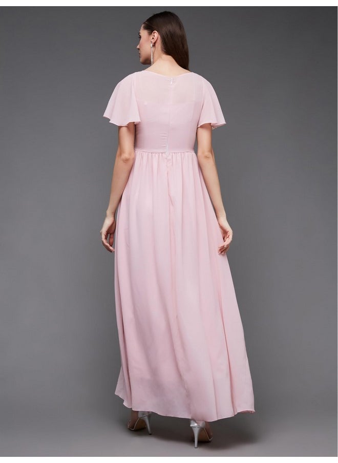 Miss Chase - Miss Chase Women's Embellished Gathered Maxi Dress(MCSS23D98-31-199-04, Pink, M) - Image 1