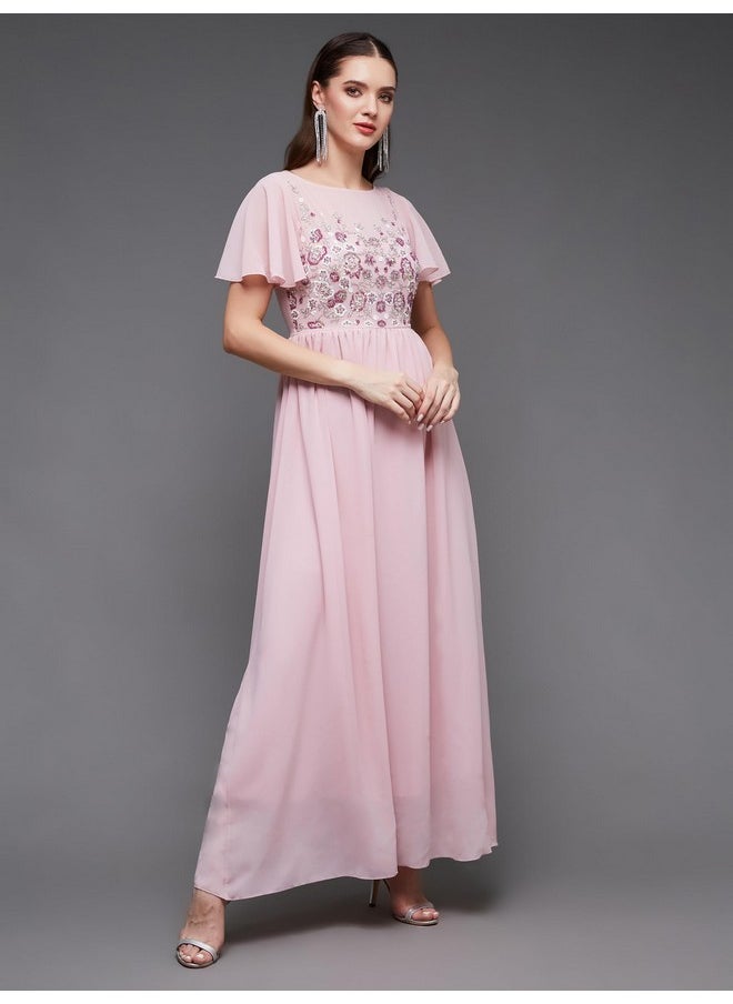 Miss Chase - Miss Chase Women's Embellished Gathered Maxi Dress(MCSS23D98-31-199-04, Pink, M) - Image 1