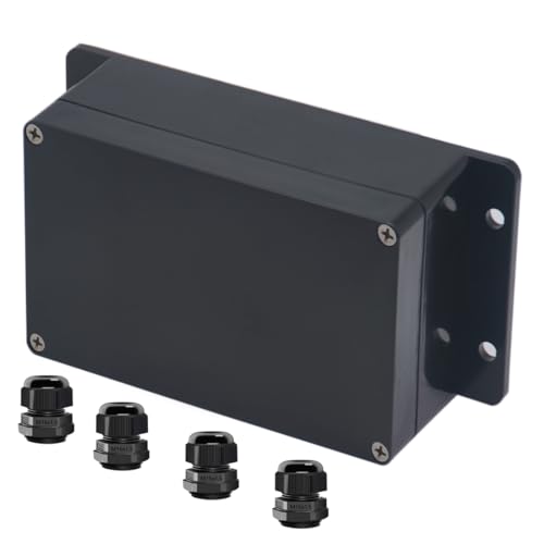 Raculety Project Box ABS Black Electrical Boxes IP65 Outdoor Waterproof Box Electronic Junction Box Fixed Ear Power Enclosure with Cable Glands for DIY Project 6.22 x 3.54 x 2.36 inch (158x90x60mm) - Image 1