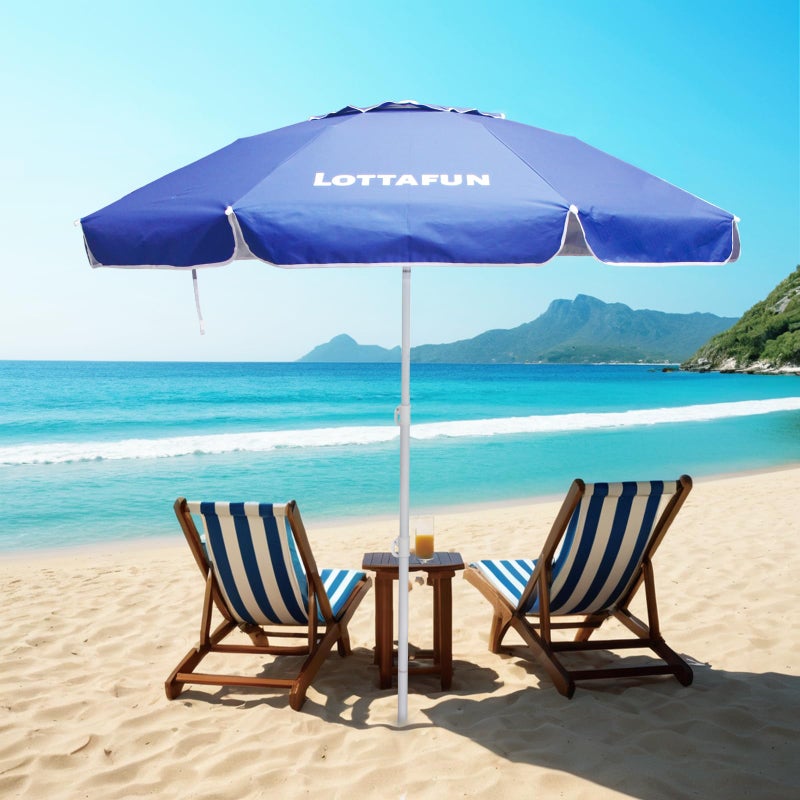 LOTTAFUN 6ft Beach Umbrella - Heavy Duty Wind Resistant UV 50+ Portable Sun Shade with Sand Anchor & Carry Bag, Outdoor Folding Umbrella for Beach, Pool, Patio, Garden (Dark Blue) - Image 4