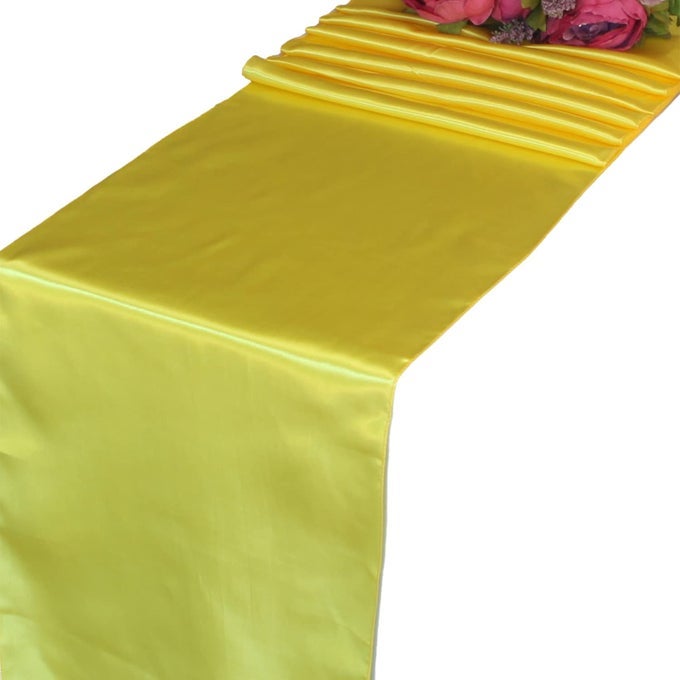 YELLOW SATIN TABLE RUNNERS 5 PCS WEDDING BANQUET PARTY EVENT DECORATION TABLE RUNNERS YELLOW 5