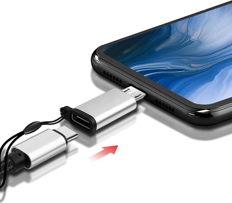 Black USB C Female to USB Male Adapter Converter with Lanyard for Charging and Data Sync - Image 3