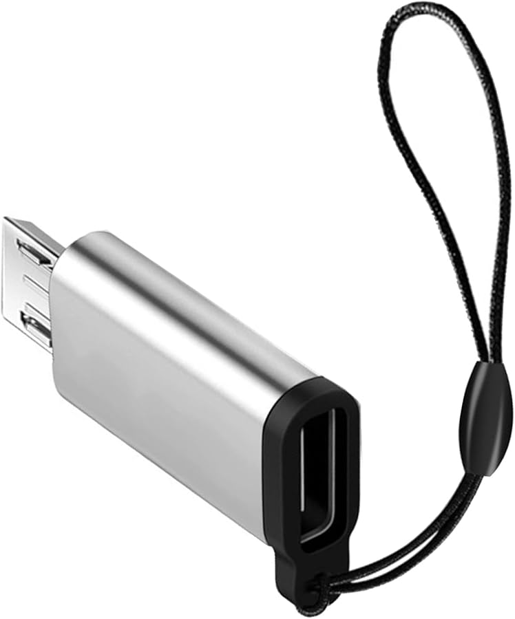 Black USB C Female to USB Male Adapter Converter with Lanyard for Charging and Data Sync - Image 5