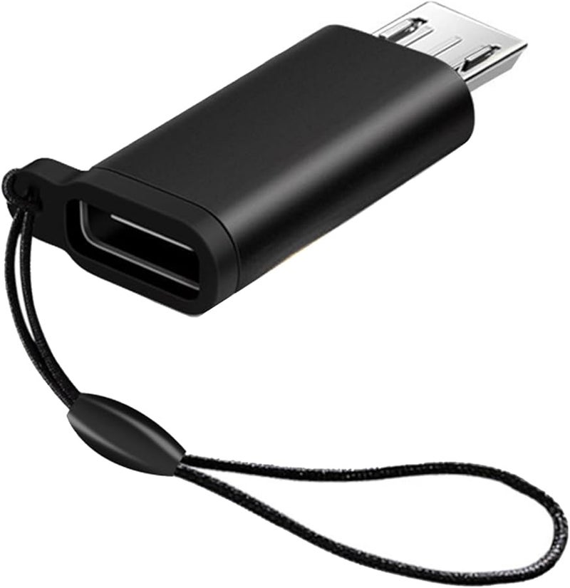 Black USB C Female to USB Male Adapter Converter with Lanyard for Charging and Data Sync - Image 2