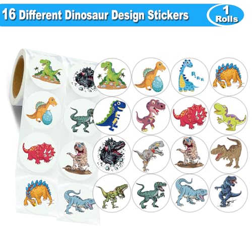 Hohamn 1000Pcs Dinosaur Stickers Roll for Kids 15 Inch 16 Styles Dinosaur Stickers for Kids Party Favors Teacher Reward Encouragement Motivational - Image 5