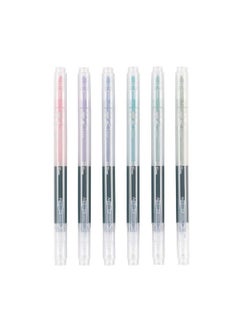 Erin Condren Pastel & Black Dualink Dualtip Highlighter Pens 6Pack. 6 Barrels And 7 Colors Total. Fine Tip Black Ink Markers And Assorted Color Chisel Tip Highlighters  - Image 1