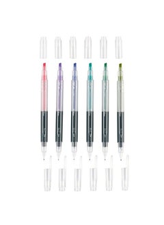 Erin Condren Pastel & Black Dualink Dualtip Highlighter Pens 6Pack. 6 Barrels And 7 Colors Total. Fine Tip Black Ink Markers And Assorted Color Chisel Tip Highlighters  - Image 3