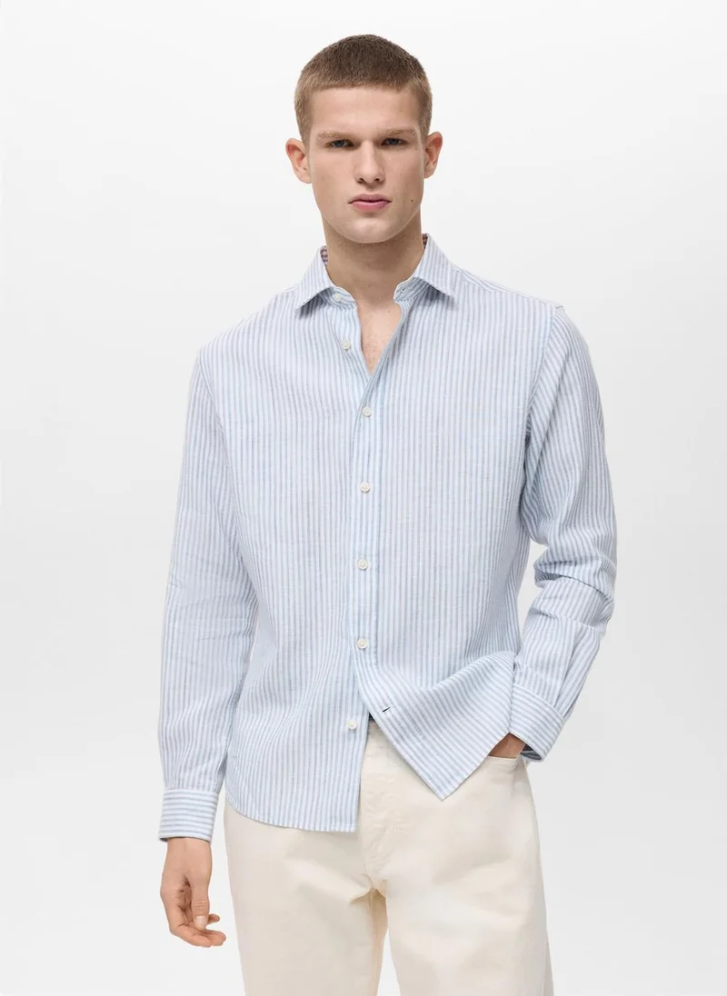 Mango Man Striped Regular Fit Shirt