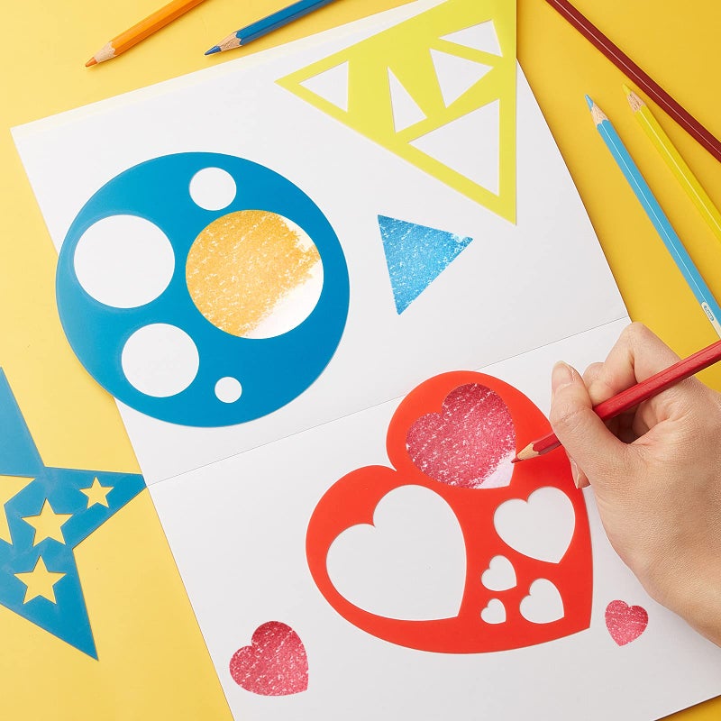 Tenare 12 Pieces Geometric Stencils Template Set for Kids Children Simple Drawing Stencils Colorful Art Painting Template for Toddlers Preschooler Learning Tool (Cute Colors,4.9 x 5.1 Inch) - Image 3