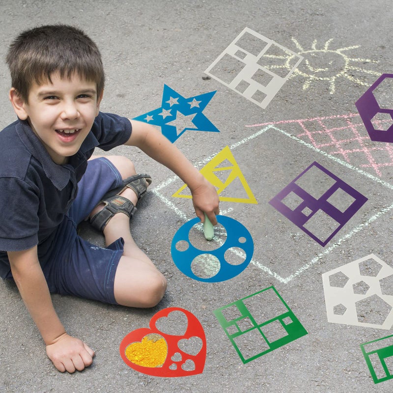 Tenare 12 Pieces Geometric Stencils Template Set for Kids Children Simple Drawing Stencils Colorful Art Painting Template for Toddlers Preschooler Learning Tool (Cute Colors,4.9 x 5.1 Inch) - Image 4