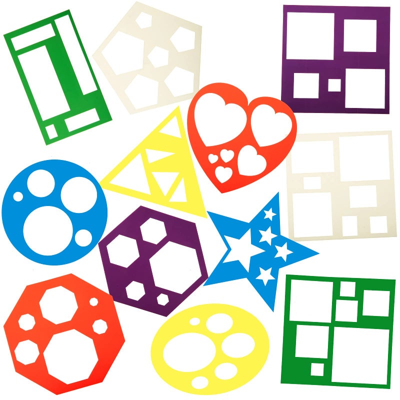 Tenare 12 Pieces Geometric Stencils Template Set for Kids Children Simple Drawing Stencils Colorful Art Painting Template for Toddlers Preschooler Learning Tool (Cute Colors,4.9 x 5.1 Inch) - Image 1
