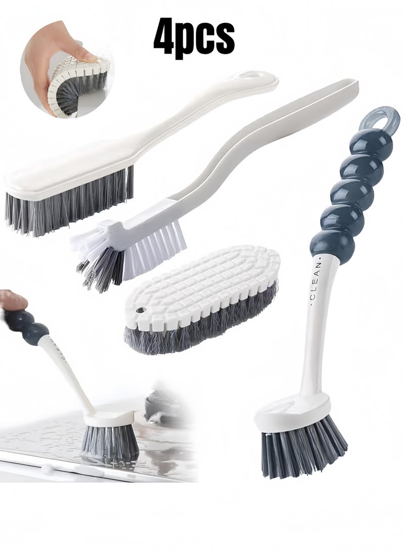 Angola Panda Cleaning Brush Set, 4 Pack Deep Cleaning Brushes for Kitchen Household Use, Kitchen Scrub Brush, Bottle Brush, Shoe Brush, Dish Scrub Brush, Corners Brush for Bathroom, Floor, Tile and Kitchen - Image 1