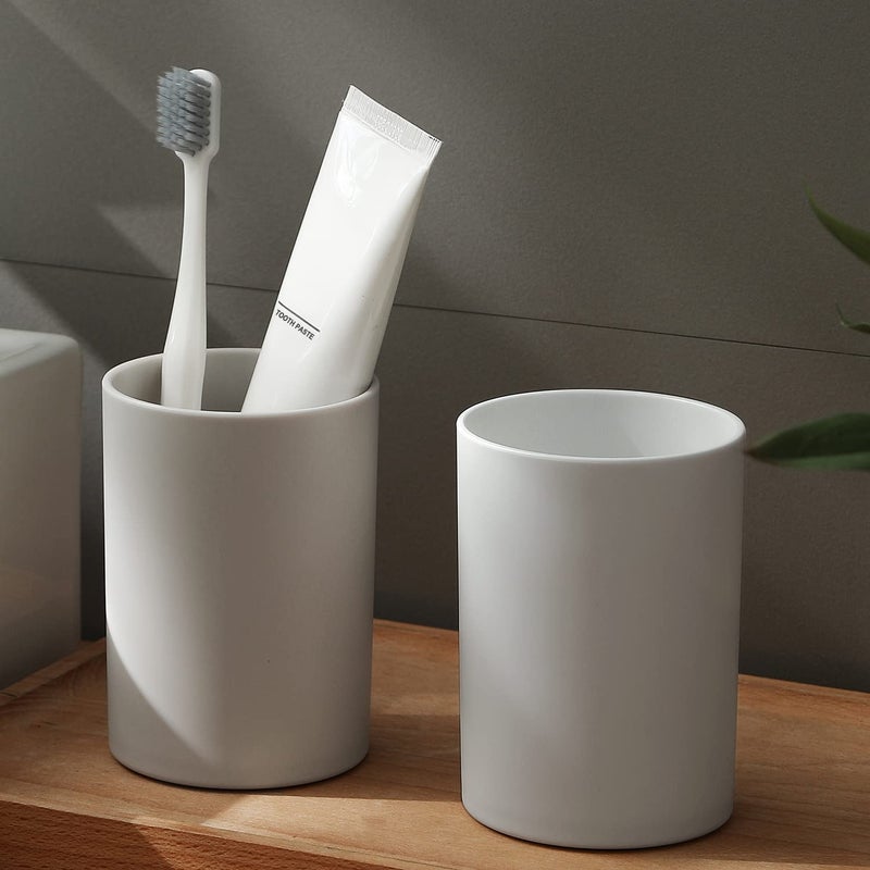 PP 2PCS Reusable Unbreakable Toothbrush Cup 105oz300ml Mouthwash Holder Easy to Clean Adequate for Bathroom Grey