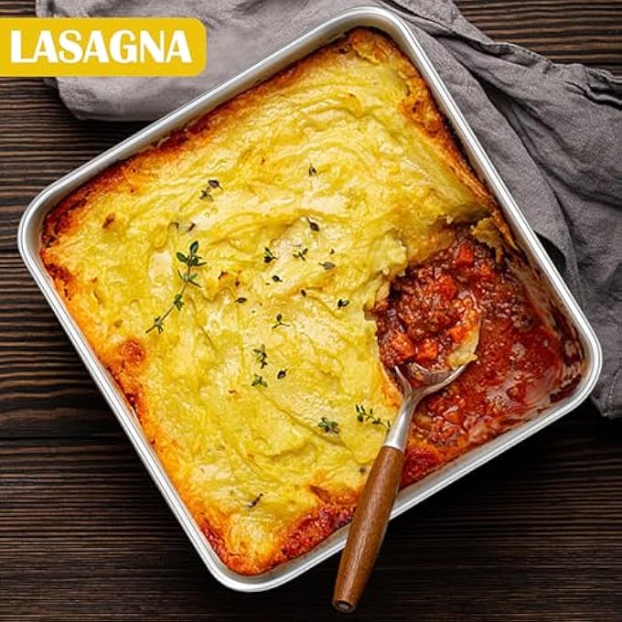 8X8 Inch Square Cake Pans Set Of 2 Stainless Steel Baking Pan For Lasagna Brownies Casseroles Silver Square Bakeware For Oven Cooking NonToxic  Rust Free Dishwasher Safe 2 Inch Deep - Image 2