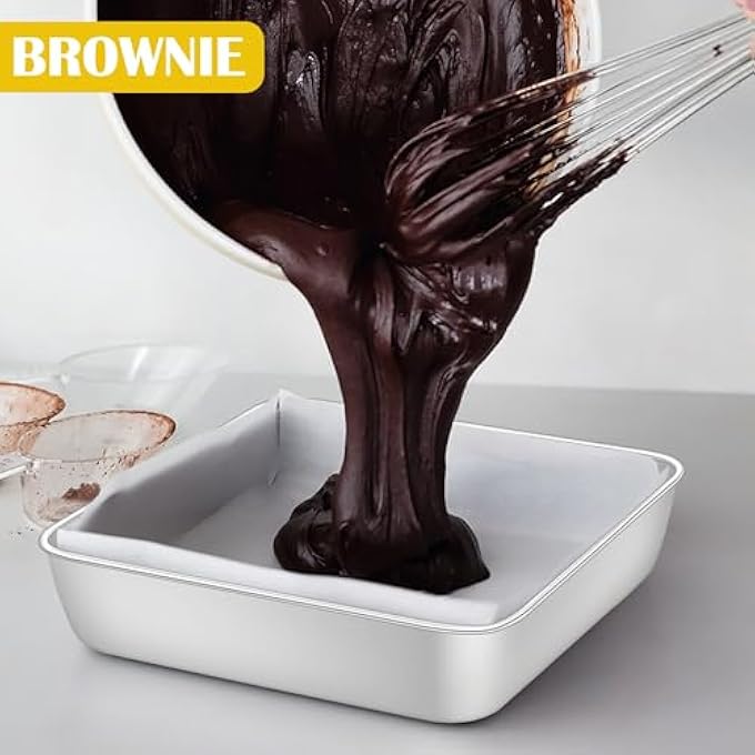 8X8 Inch Square Cake Pans Set Of 2 Stainless Steel Baking Pan For Lasagna Brownies Casseroles Silver Square Bakeware For Oven Cooking NonToxic  Rust Free Dishwasher Safe 2 Inch Deep - Image 4