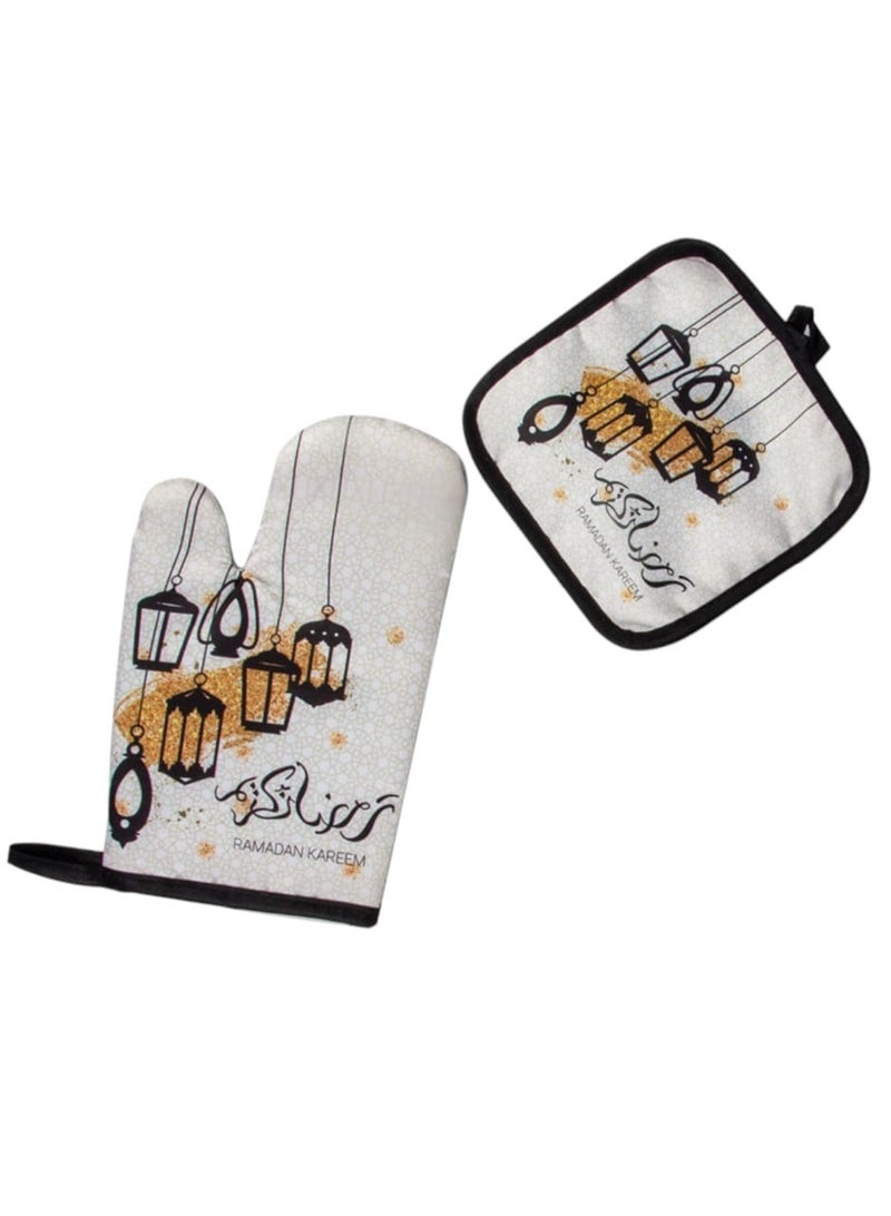 Kitchen oven mitts and cooking apron set 