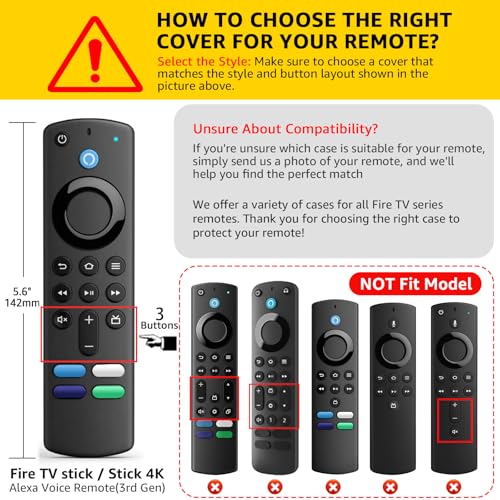 OneBom (3 Pack) ONEBOM Firestick Remote Cover 3rd Gen with Alexa Voice Remote 4K,Fire TV Stick Case Glow in The Dark,Anti Slip Shockproof Silicone Protective Case with Lanyard(Glow Green&Blue&Red) - Image 2