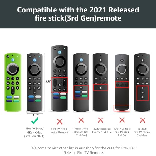 OneBom (3 Pack) ONEBOM Firestick Remote Cover 3rd Gen with Alexa Voice Remote 4K,Fire TV Stick Case Glow in The Dark,Anti Slip Shockproof Silicone Protective Case with Lanyard(Glow Green&Blue&Red) - Image 3