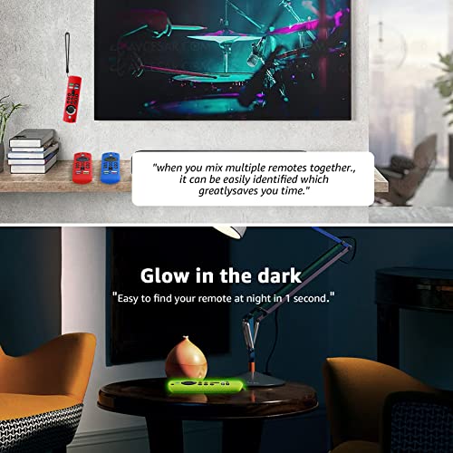 OneBom (3 Pack) ONEBOM Firestick Remote Cover 3rd Gen with Alexa Voice Remote 4K,Fire TV Stick Case Glow in The Dark,Anti Slip Shockproof Silicone Protective Case with Lanyard(Glow Green&Blue&Red) - Image 5