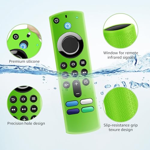 OneBom (3 Pack) ONEBOM Firestick Remote Cover 3rd Gen with Alexa Voice Remote 4K,Fire TV Stick Case Glow in The Dark,Anti Slip Shockproof Silicone Protective Case with Lanyard(Glow Green&Blue&Red) - Image 4