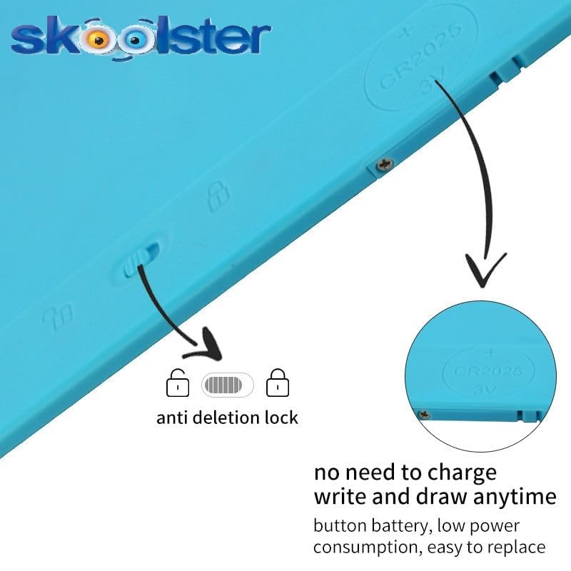 Skoolster LCD Writing Tablet/pad/Board 16" inch with Stylus Pen and Rainbow Display Screen, for Learning, Drawing, Playing, and doodling Fun for Kids (Blue) - Image 4