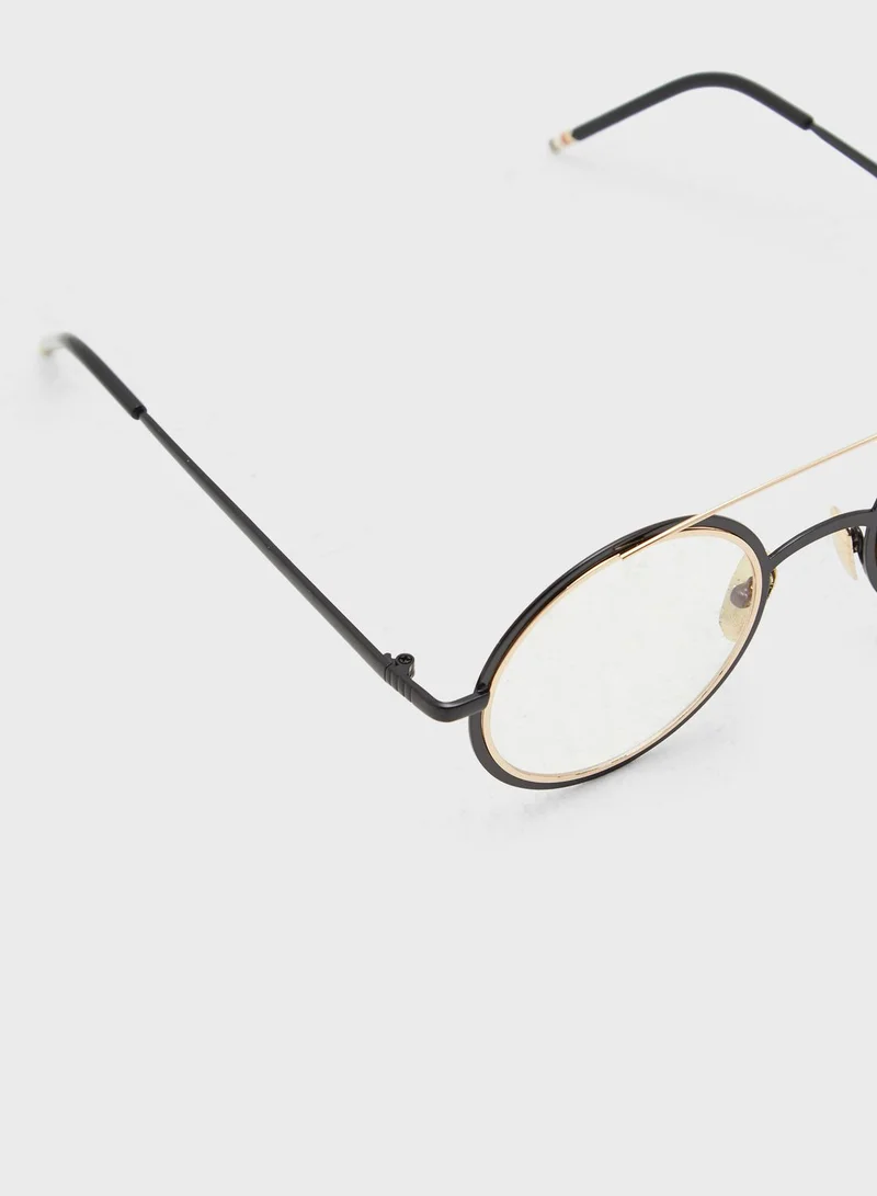 ELLA Brow Bar Detail Round Sunglasses