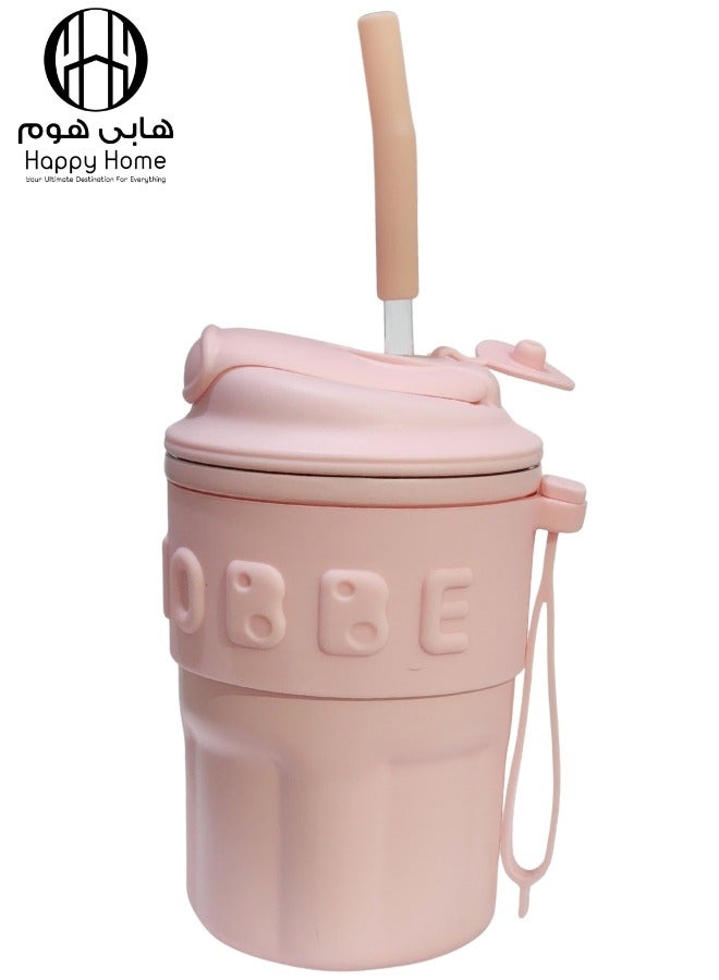 Happy Home Stainless Steel Insulated Coffee Mug  Prolonged Hours Hot & Cold  Anti-Slip Silicone Sleeve Spill Proof & Easy to Sip - 450 ml - Image 1