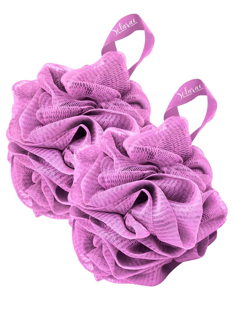 SOLARAE 2Pcs Exfoliating Shower Soft Touch Shower Premium Bath Loofah Set (Lilac) - Image 1