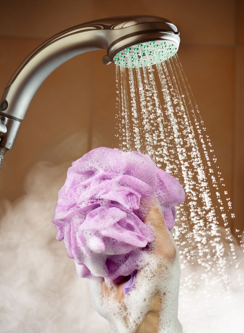 SOLARAE 2Pcs Exfoliating Shower Soft Touch Shower Premium Bath Loofah Set (Lilac) - Image 3