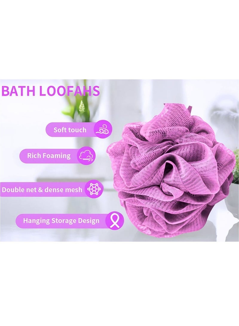 SOLARAE 2Pcs Exfoliating Shower Soft Touch Shower Premium Bath Loofah Set (Lilac) - Image 4
