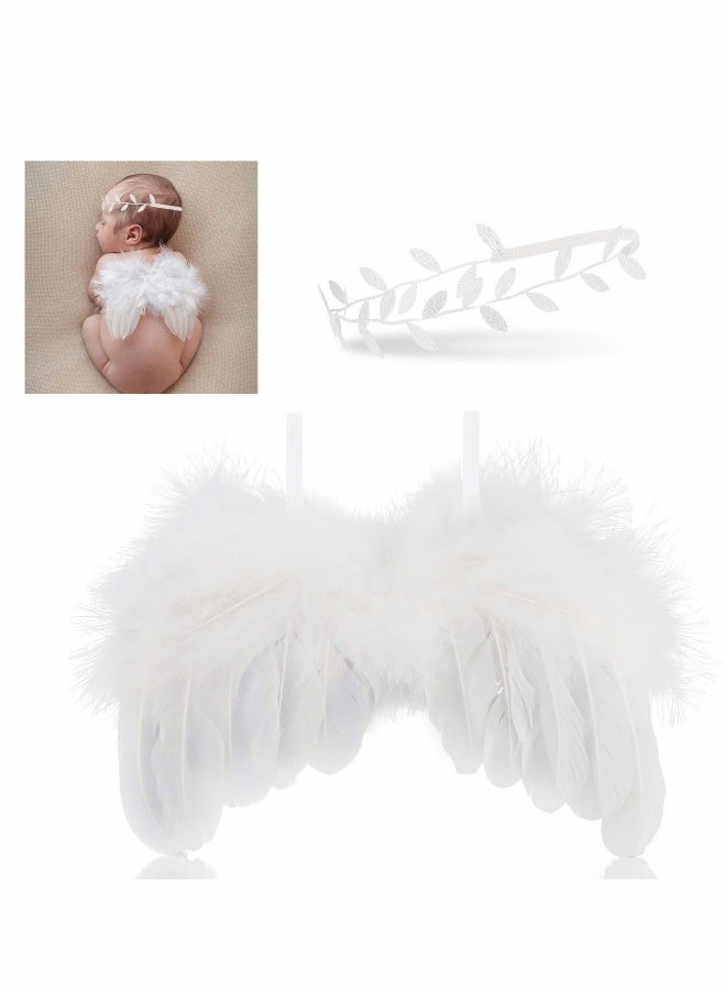 Newborn Baby Photography Prop Outfits Feather Wings with Headband Set  - Image 1