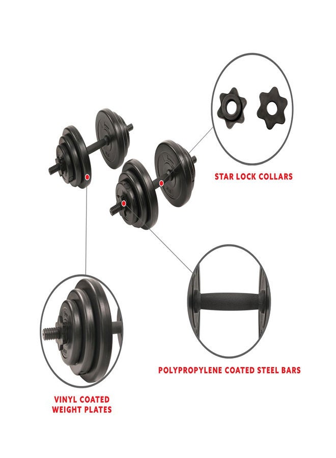 CROSS FITNESS 2 Piece Adjustable Rubber Dumbbells 10Kgs Each  - Image 3
