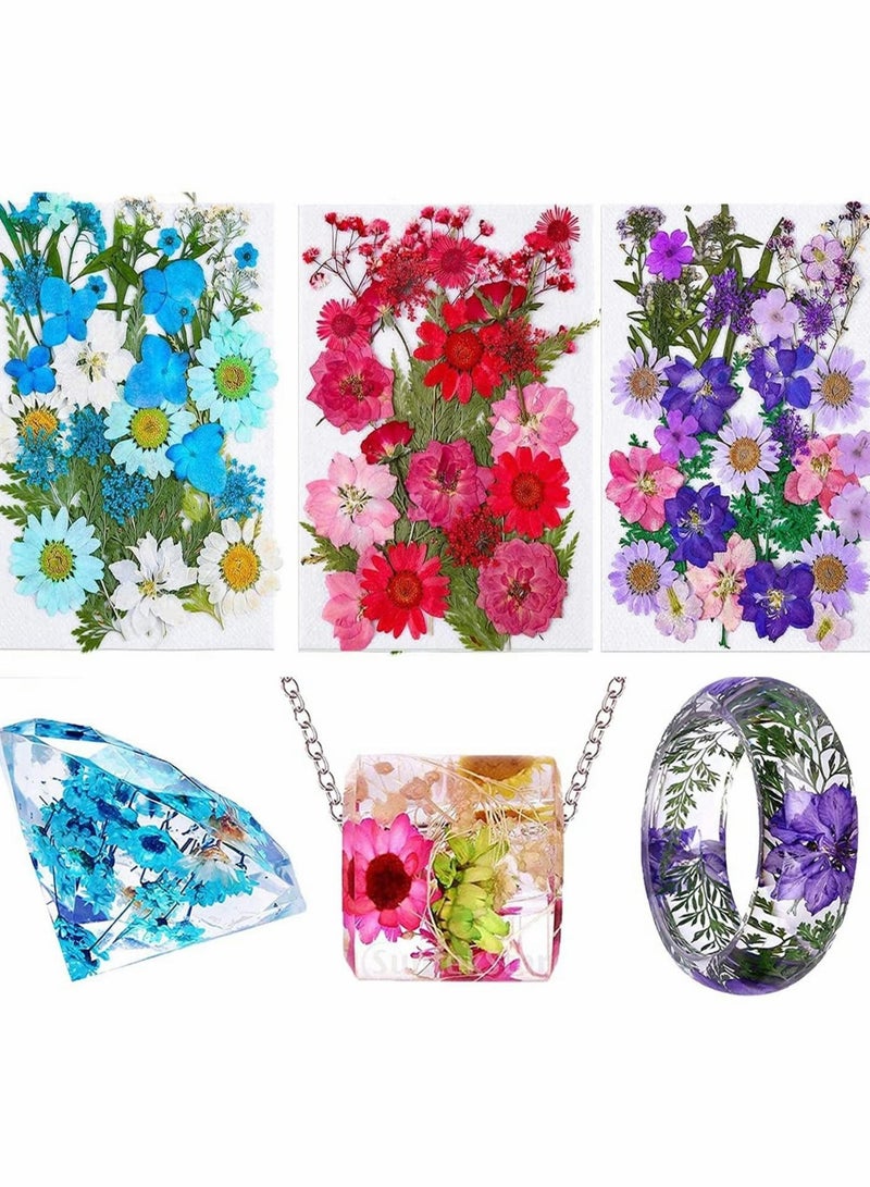 Captaintech Dried Pressed Flowers for Resin, 100Pcs Real Pressed Flowers Dry Leaves Bulk Natural Herbs Kit - Image 1