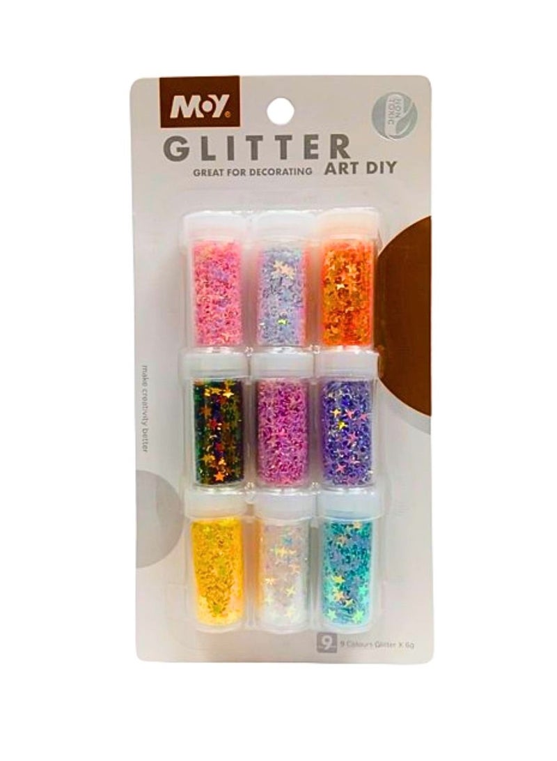 Moy Glitter Kit (9 Color Glitter) For Decorating Art Diy - Multi Color - Image 1