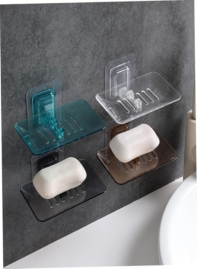 GLACIAL Soap Dish Stand Holder Wall Mounted Hollow Design Waterproof with Adhesive Sticker No-Drilling Soap Holder Ideal for Kitchen, Bathroom (2 Piece, Colour May Vary) (Hollow SOAP Dish) - Image 3