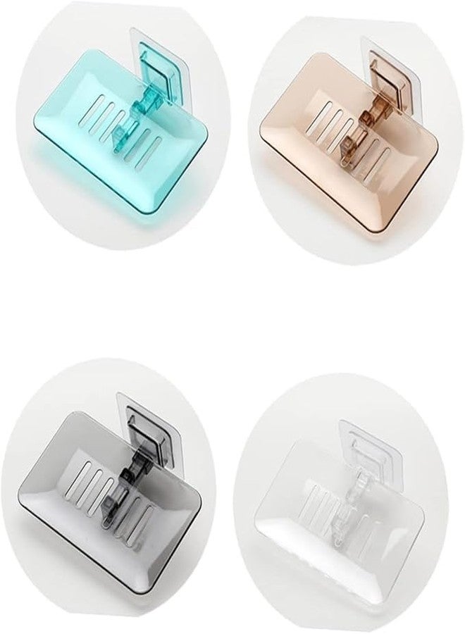 GLACIAL Soap Dish Stand Holder Wall Mounted Hollow Design Waterproof with Adhesive Sticker No-Drilling Soap Holder Ideal for Kitchen, Bathroom (2 Piece, Colour May Vary) (Hollow SOAP Dish) - Image 5