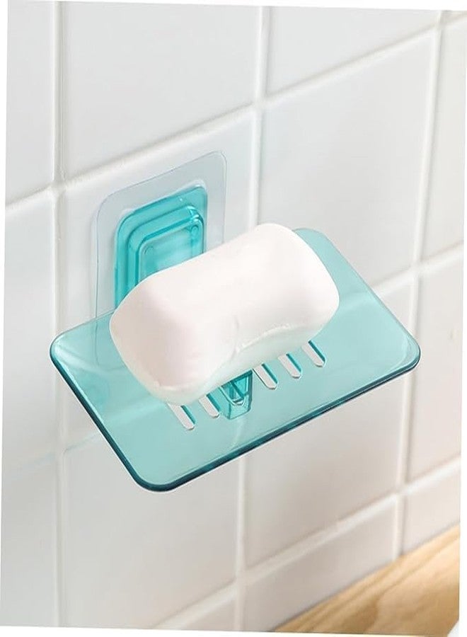 GLACIAL Soap Dish Stand Holder Wall Mounted Hollow Design Waterproof with Adhesive Sticker No-Drilling Soap Holder Ideal for Kitchen, Bathroom (2 Piece, Colour May Vary) (Hollow SOAP Dish) - Image 4