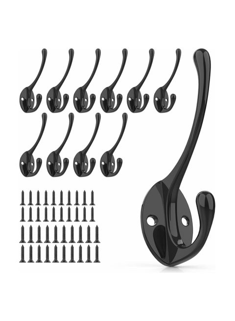 Wall Hooks for Hanging 10Pcs Steel Hook Metal Wall Hooks for Coats Heavy Duty Single Prong Wall Hooks with 20 Pcs Screws for Towel Key Robe Coats Scarf Bag