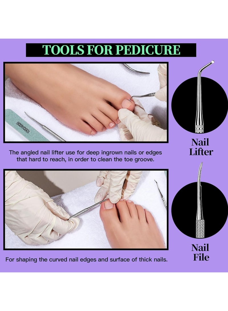 مجموعة مانيكير 12 قطعة ، أدوات الأظافر ، ملفات 100/180 ، كتلة العازلة ، حلقات القشرة ، الدفع ، القشرة ، رفع أظافر القدم ، ملف أظافر القدم ، مجموعة الرعاية ، الأرجواني. - Image 4