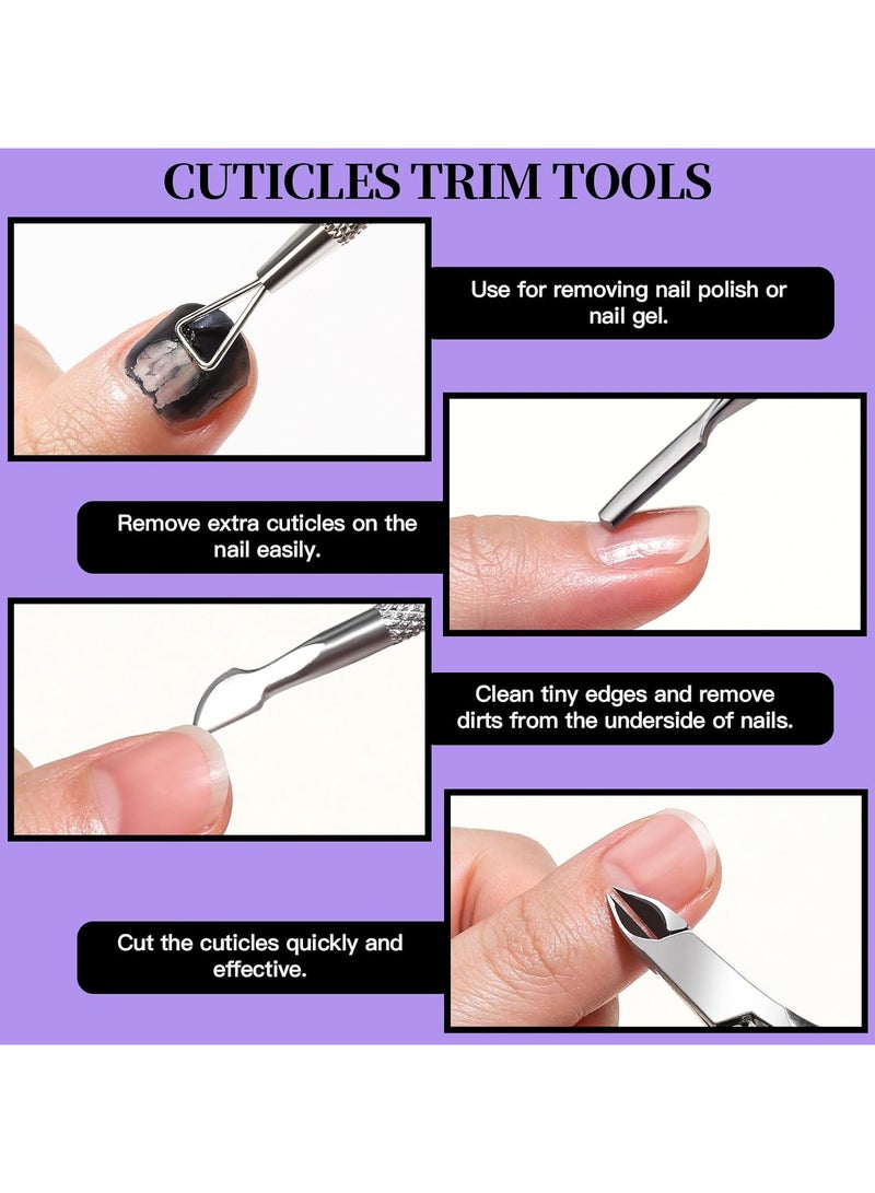 مجموعة مانيكير 12 قطعة ، أدوات الأظافر ، ملفات 100/180 ، كتلة العازلة ، حلقات القشرة ، الدفع ، القشرة ، رفع أظافر القدم ، ملف أظافر القدم ، مجموعة الرعاية ، الأرجواني. - Image 3